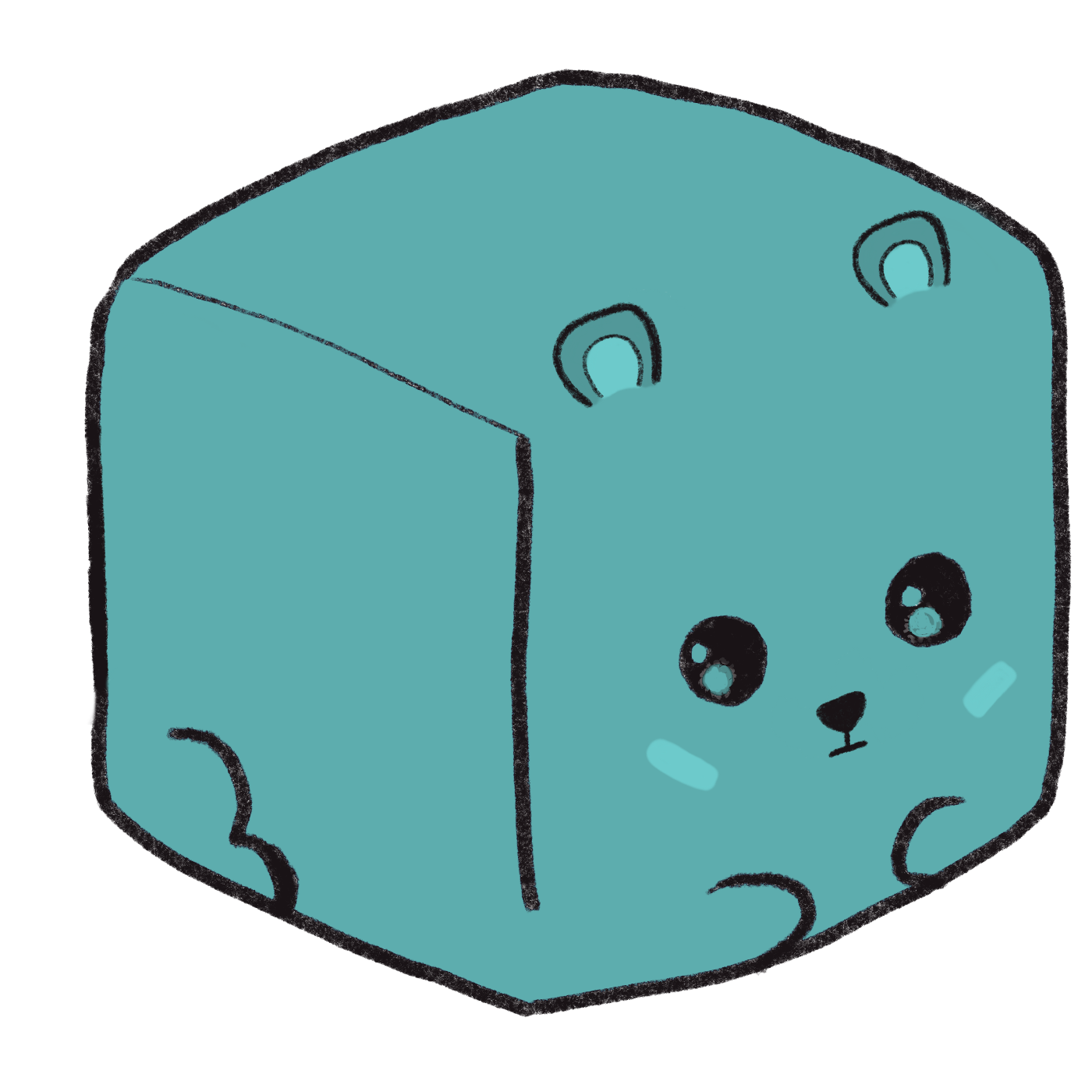 It's a teal cube cub, but like, the shade of teal was picked specifically to have the same redness as cube cat's shade of purple.